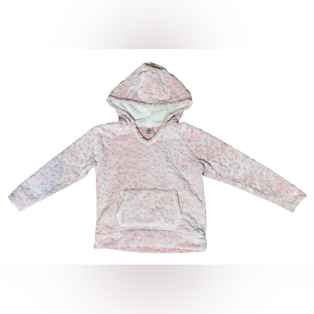Pink Leopard Print kid Plush Hoodie size 10/12